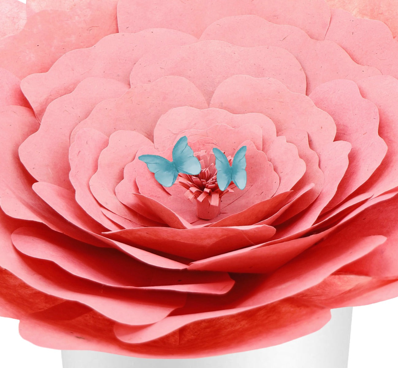 Pink Peaceful Petal® Flower Water Burial Adult or Companion Urn - Blue Butterfly Option