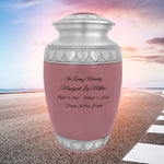 Pink Hearts Pewter Adult Urn - Tribute Wreath™ - Pro Laser Engraving - Burial Vault Option