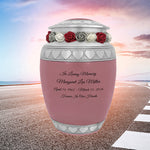 Pink Hearts Pewter Medium Urn - Tribute Wreath™ - Pro Laser Engraving