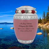Pink Hearts Pewter Medium Urn - Tribute Wreath™ - Pro Laser Engraving