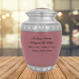 Pink Hearts Pewter Medium Urn - Tribute Wreath™ - Pro Laser Engraving