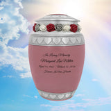 Pink Hearts Pewter Medium Urn - Tribute Wreath™ - Pro Laser Engraving