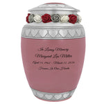 Pink Hearts Pewter Medium Urn - Tribute Wreath™ - Pro Laser Engraving