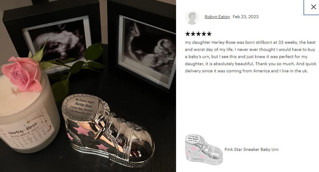 Pink Bootie Baby Urn 