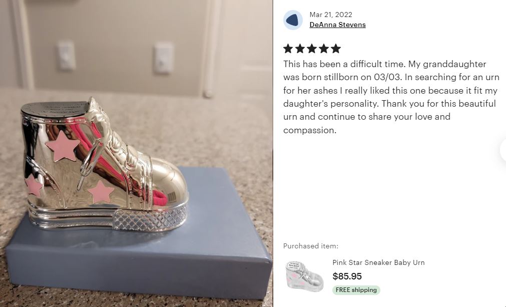 Pink Bootie Baby Urn 