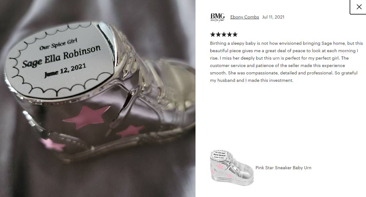 Pink Bootie Baby Urn 