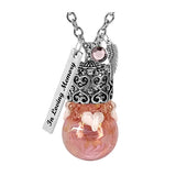 Pretty Pink and White Hearts Glass Cremation Urn - Love Charms® Option