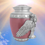Medium, Youth or Pet Wings of an Angel Pink Hearts Urn - Pro Laser Engraving