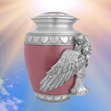 Medium, Youth or Pet Wings of an Angel Pink Hearts Urn - Pro Laser Engraving