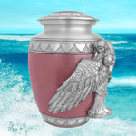 Medium, Youth or Pet Wings of an Angel Pink Hearts Urn - Pro Laser Engraving