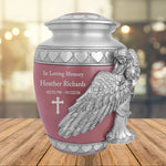 Medium, Youth or Pet Wings of an Angel Pink Hearts Urn - Pro Laser Engraving