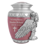 Medium or Youth Wings of an Angel Pink Hearts Urn - Pro Laser Engraving