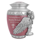 Medium or Youth Wings of an Angel Pink Hearts Urn - Pro Laser Engraving