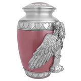 Wings of an Angel Pink Hearts Adult Urn - Pro Laser Engraving - Burial Vault Option