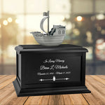 Pirate Ship Redwood or Black Matte Urn - Adult or Medium Sized Cremation Urn