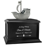 Pirate Ship Redwood or Black Matte Urn - Adult or Medium Sized Urn