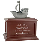 Pirate Ship Redwood or Black Matte Urn - Adult or Medium Sized Cremation Urn