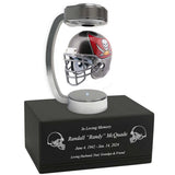 Football Adult or Medium Cremation Urn & Tampa Bay Buccaneers Hover Helmet Décor - Free Engraving