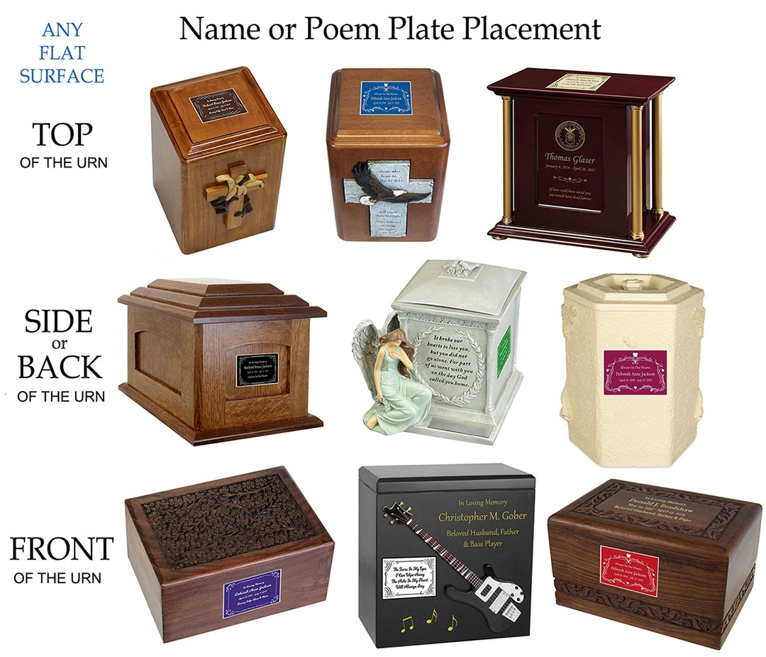 Colorful Name Plates For Cremation Urns