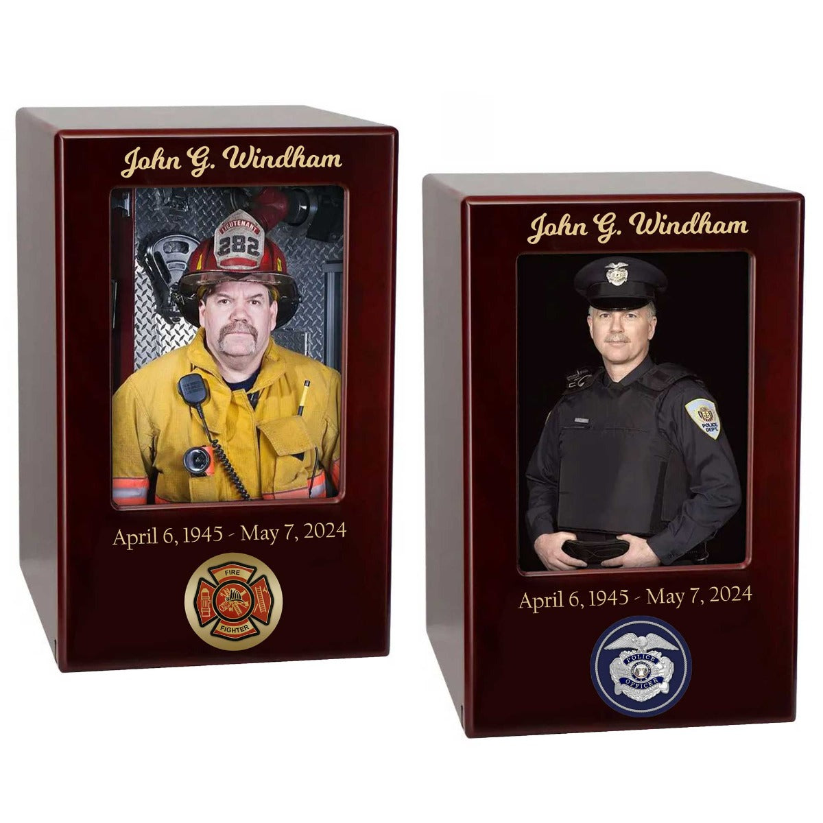 Firefighter or Police Officer Adult Cremation Photo Urn