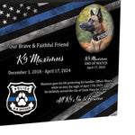 K-9 Officer Police Dog Cremation Urn - Thin Blue Line