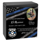 K-9 Officer Police Dog Cremation Urn - Thin Blue Line