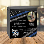 K-9 Officer Police Dog Cremation Urn - Thin Blue Line