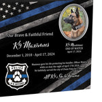 K-9 Officer Police Dog Cremation Urn - Thin Blue Line