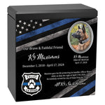 K-9 Officer Police Dog Cremation Urn - Thin Blue Line