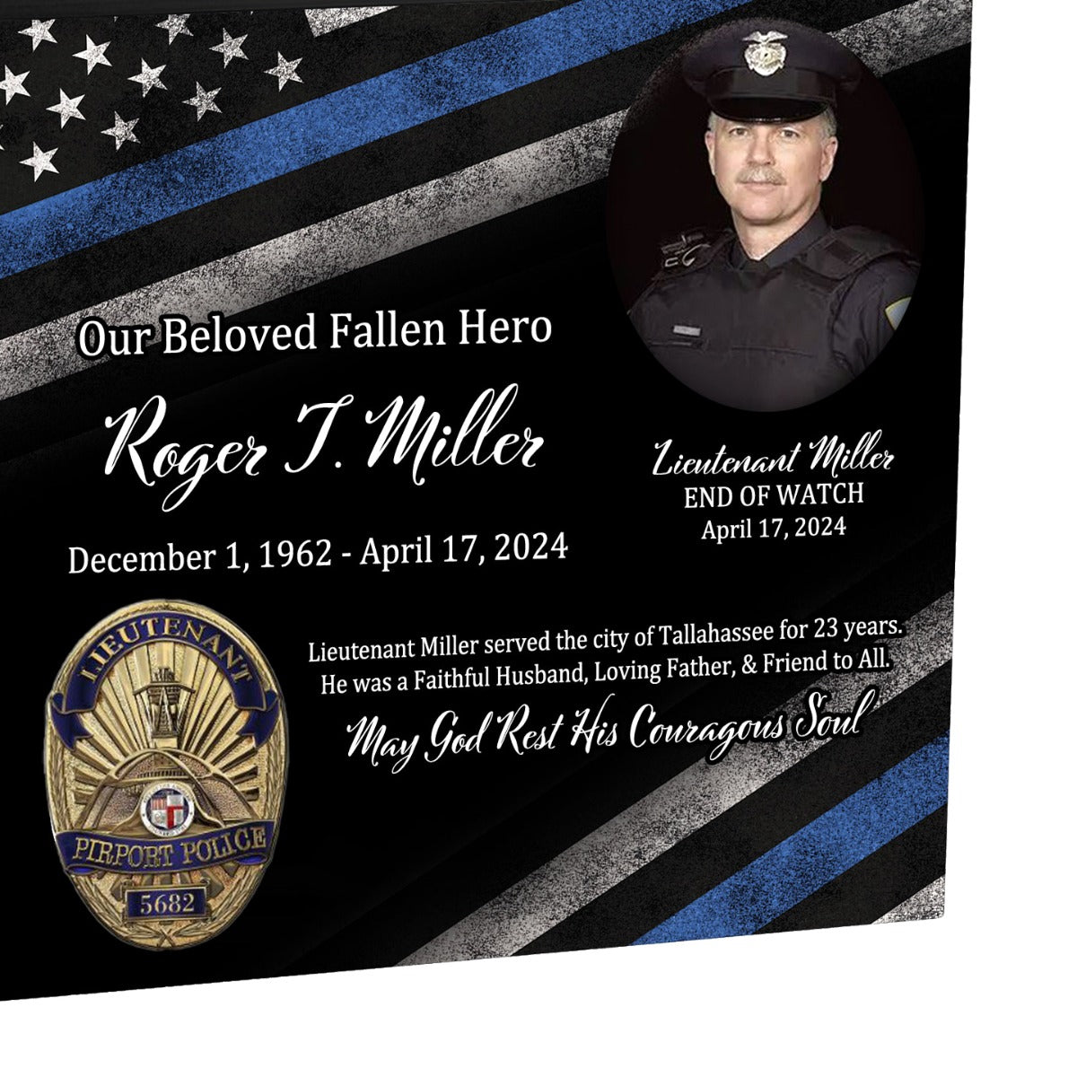 Uniformed & State Police Officer Cremation Urn -  Thin Blue Line
