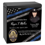 Uniformed & State Police Officer Cremation Urn -  Thin Blue Line