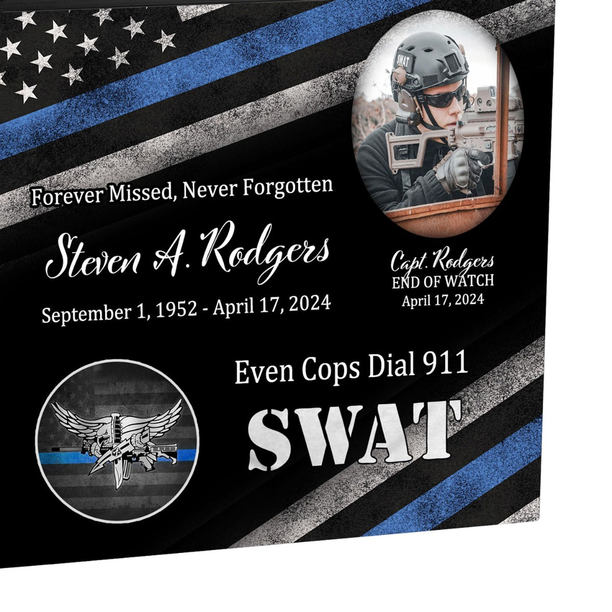 Police SWAT Cremation Urn - Thin Blue Line