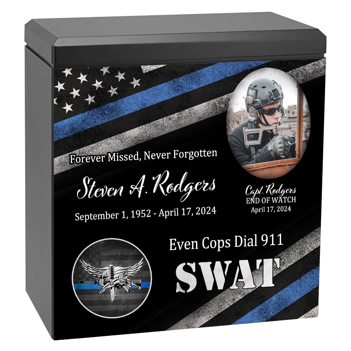 Police SWAT Cremation Urn - Thin Blue Line
