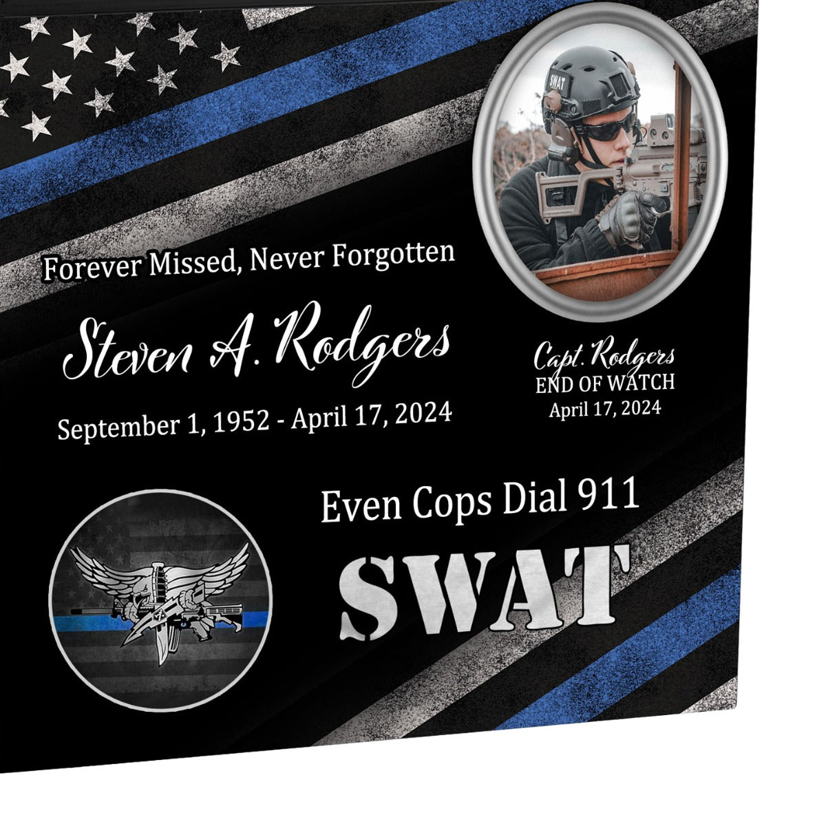 Police SWAT Cremation Urn - Thin Blue Line