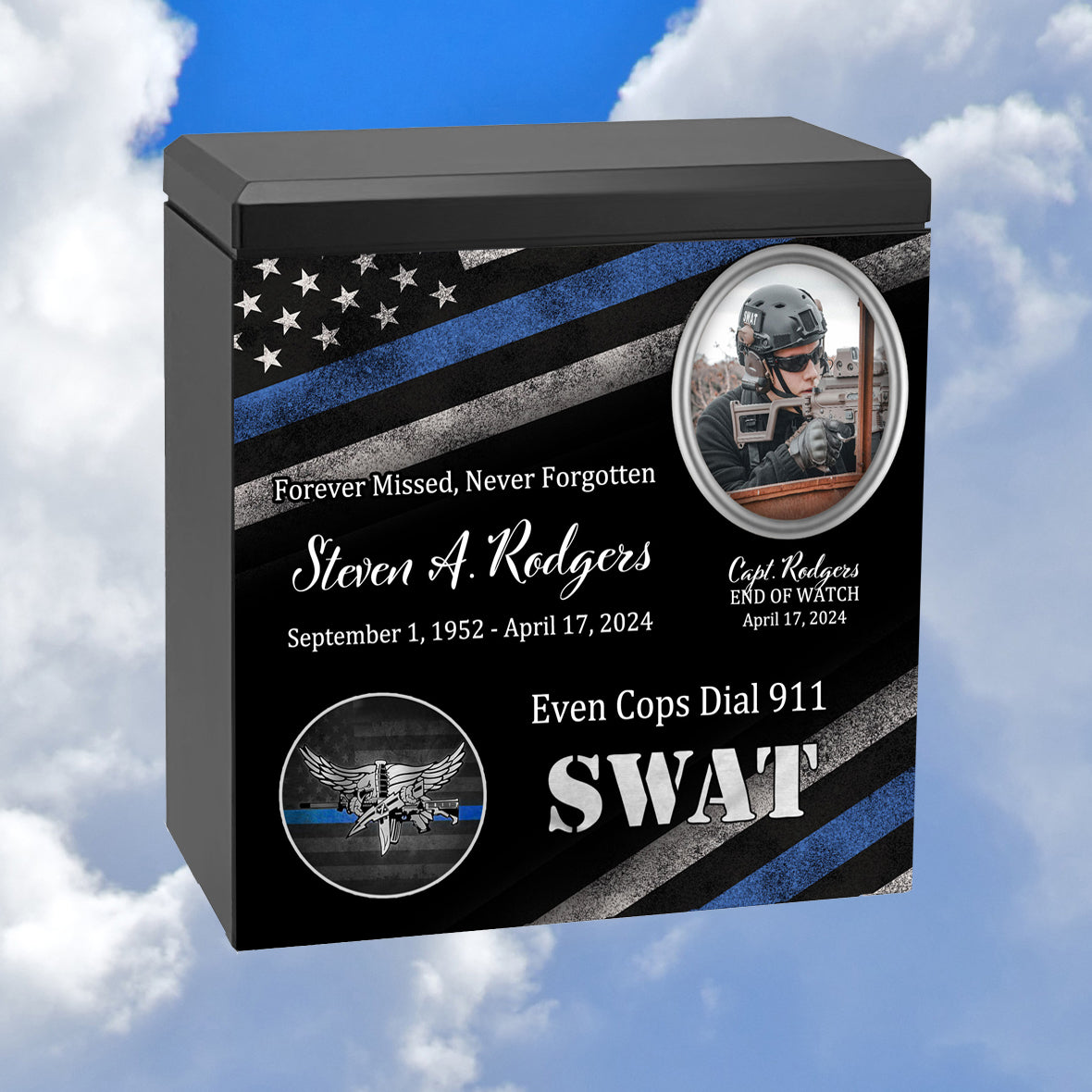 Police SWAT Cremation Urn - Thin Blue Line