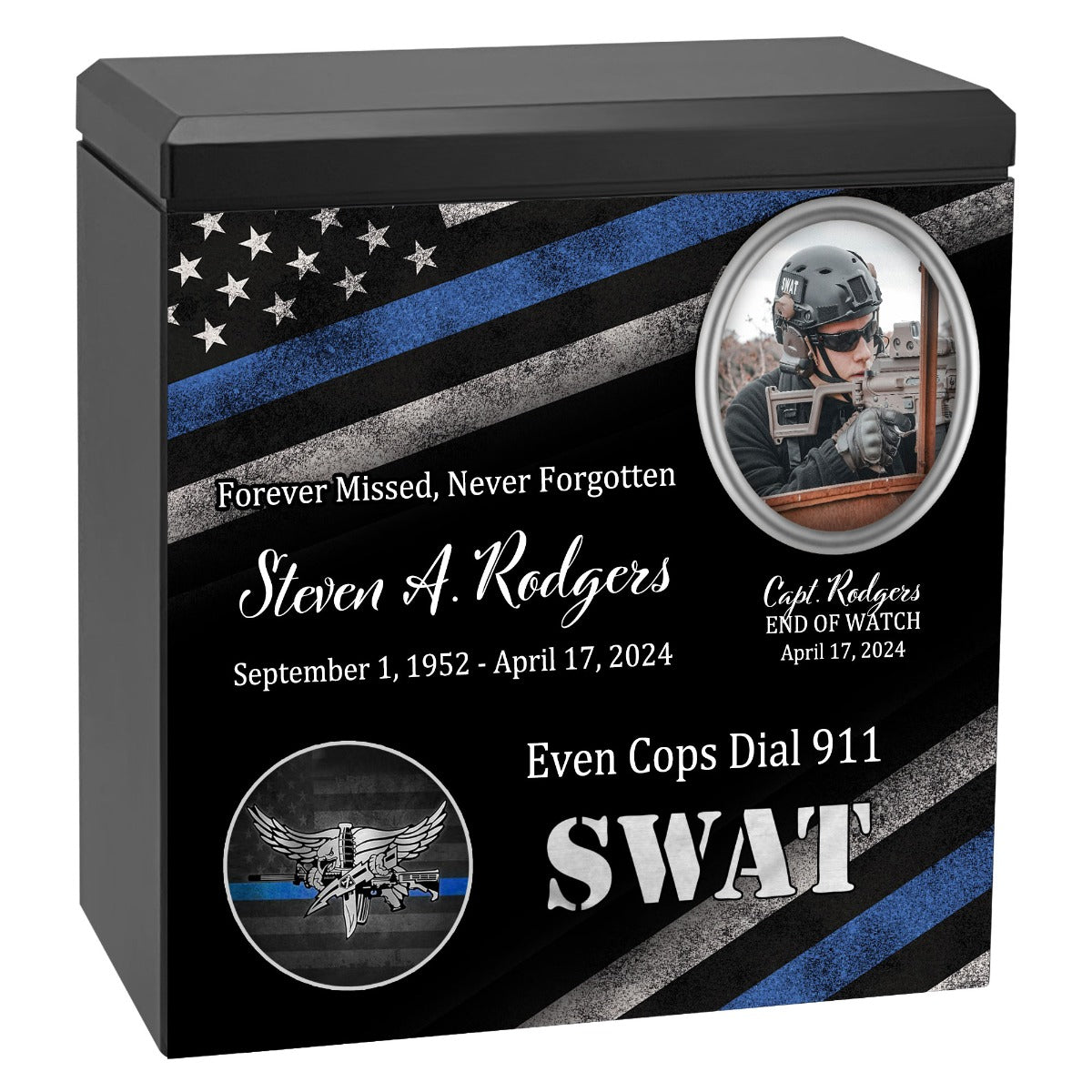 Police SWAT Cremation Urn - Thin Blue Line