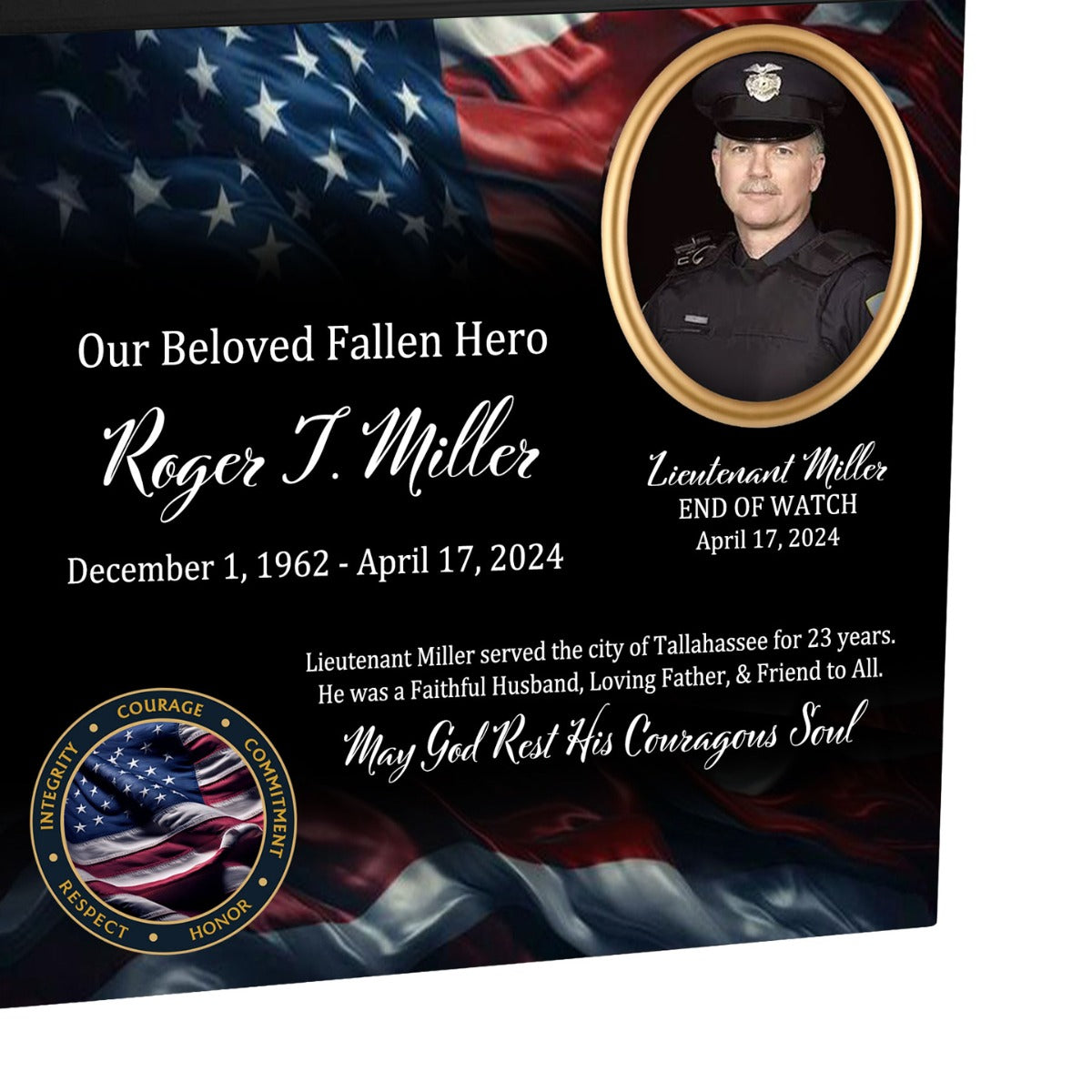 Uniformed & State Police Officer Cremation Urn -  USA Flag