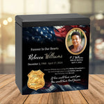 Police or Private Detective Cremation Urn - USA Flag