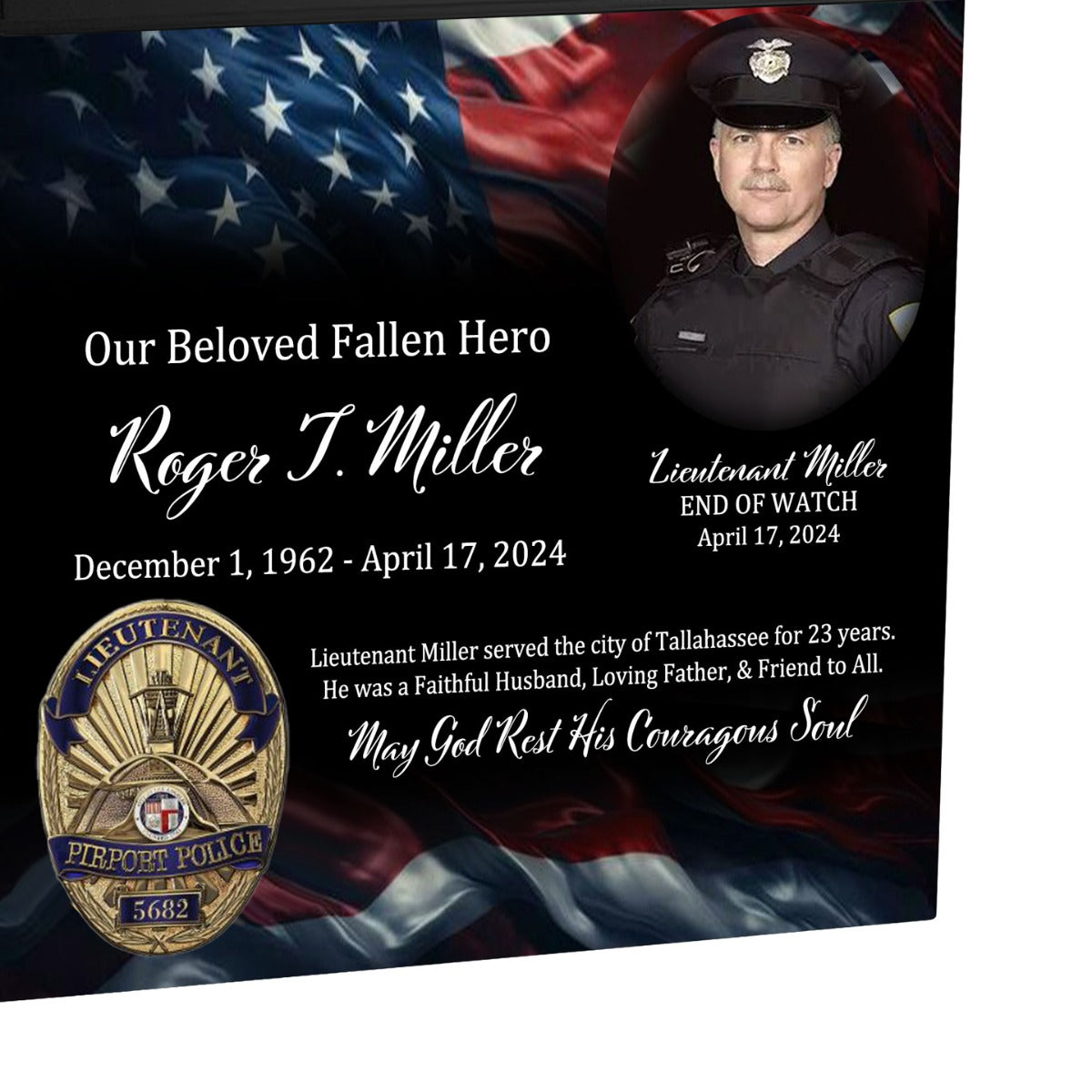 Uniformed & State Police Officer Cremation Urn -  USA Flag