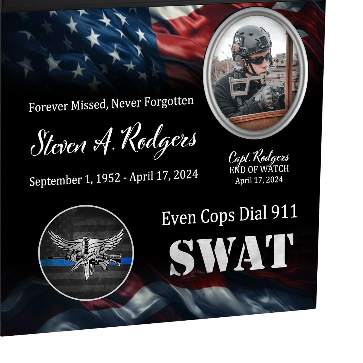 Police SWAT Cremation Urn - USA Flag