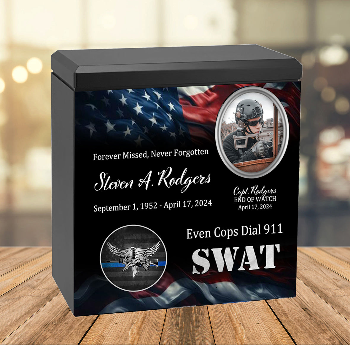 Police SWAT Cremation Urn - USA Flag