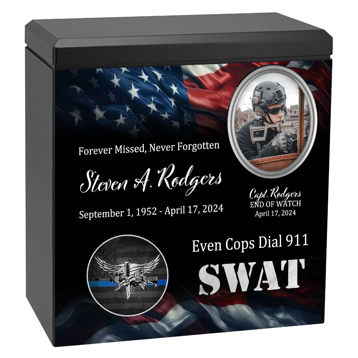 Police SWAT Cremation Urn - USA Flag
