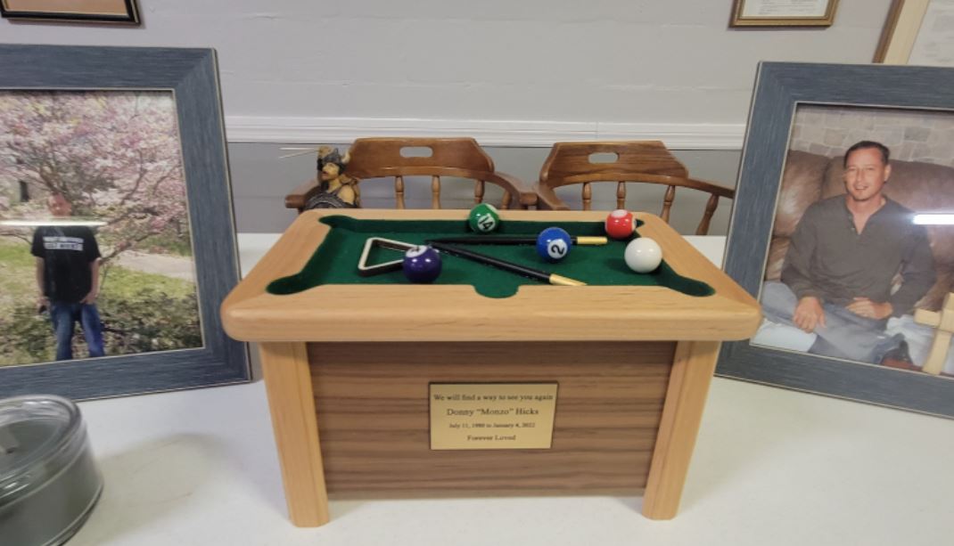 Pool Table & Billiards Cremation Urn - Hand Made USA Gaming Table Urn