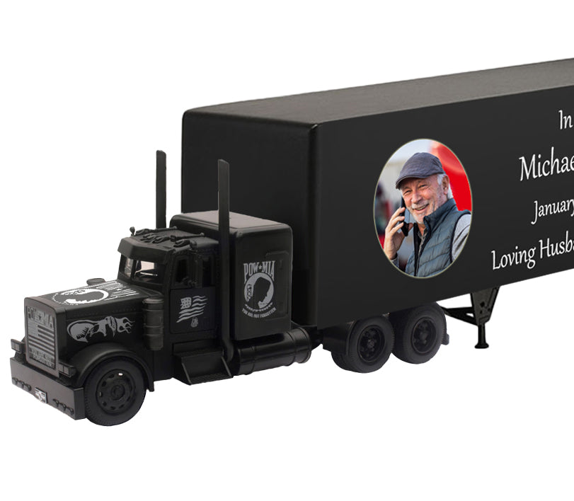 Trailer Cremation Urn & POW MIA Peterbilt 379 Truck Décor 