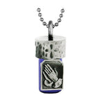 Praying Hands Blue Cobalt Pendant Urn - Love Charms Option