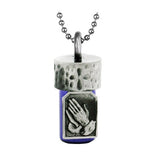 Praying Hands Blue Cobalt Pendant Urn - Love Charms Option