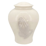Praying Hands Adult Cremation Urn - Medallion Name Plate Option