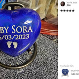 Blue Premature Baby Engraved Heart Urn - Stand Option