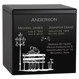 Precious Memories Companion Urn - Parents Double Urn - Park Bench Scene - Vault Option