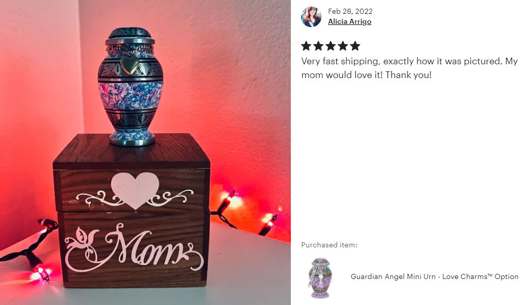 Princess Angel Pewter Keepsake Urn - Love Charms™ Option